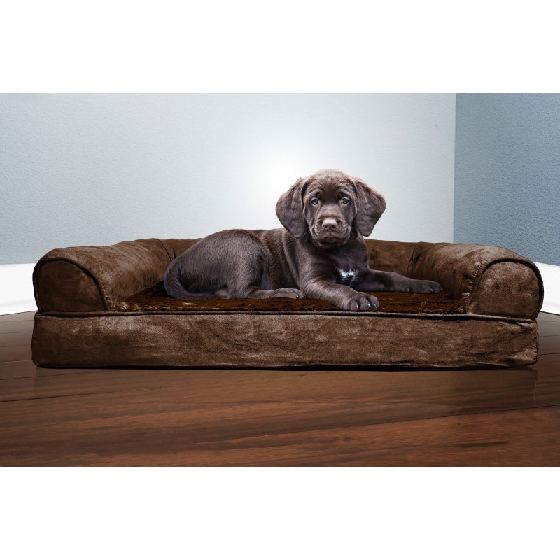 Furhaven Orthopedic Dog Bed for Medium/Small Dogs w/ Removable Bolsters & Washable Cover, For Dogs Up to 35 lbs - Plush & Suede Sofa - Gray, Medium - Image 2